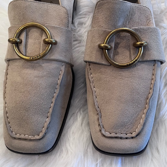 Frame Le Montecito 39.5 Loafer Tan Suede W/Gold Buckle Detail - Picture 8 of 16